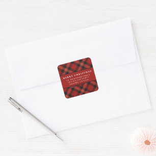 Classic Simple Minimalist Red Merry Christmas Square Sticker