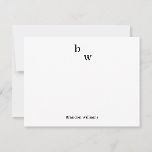 Classic Simple Modern 2 Monogram Initial Business  Card (Front)