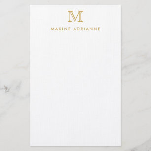 Classic Simple Modern Faux Gold Monogram Initial Stationery