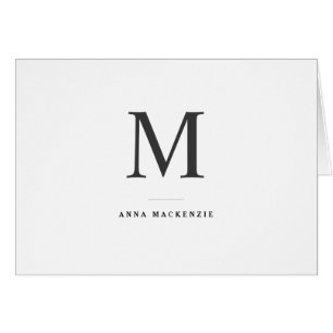 Classic Simple Modern Monogram Folded Note Card