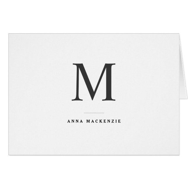 Classic Simple Modern Monogram Folded Note Card (Front Horizontal)