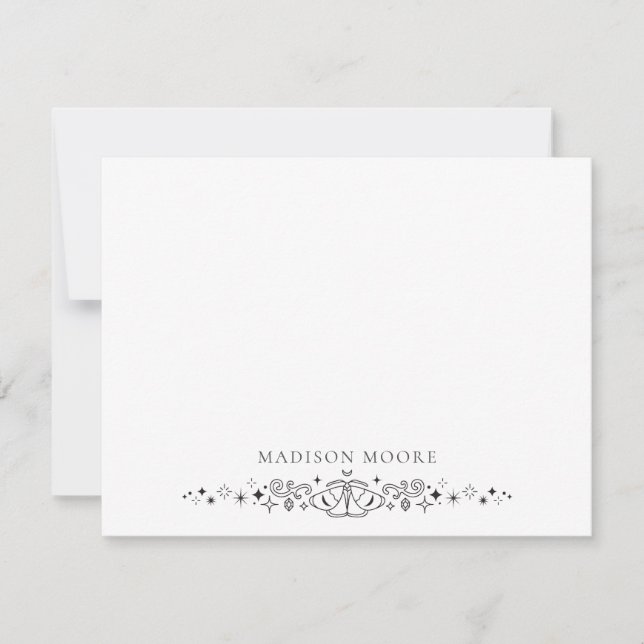 Classic Simple Modern Name Butterfly Motif Card (Front)