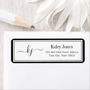 Classic Simple Monogram Black White Address