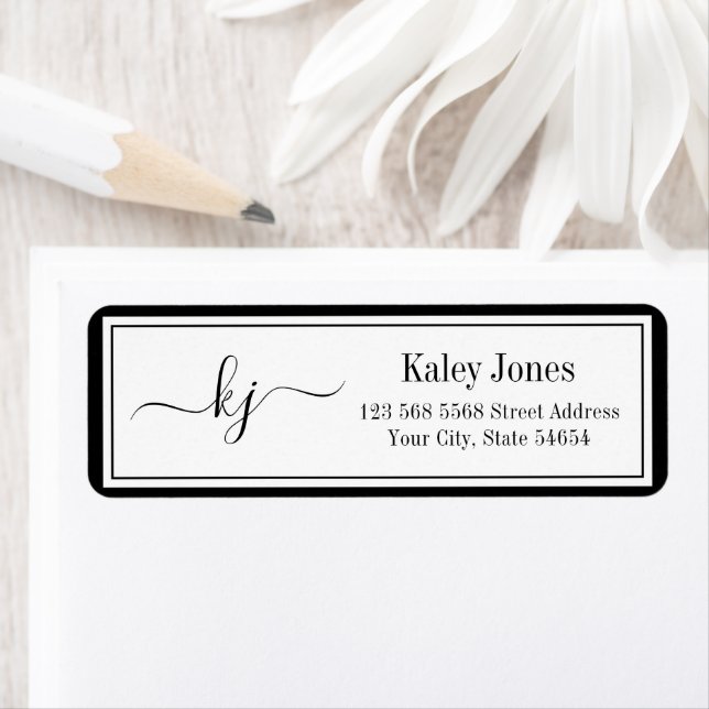 Classic Simple Monogram Black White Address (Insitu)
