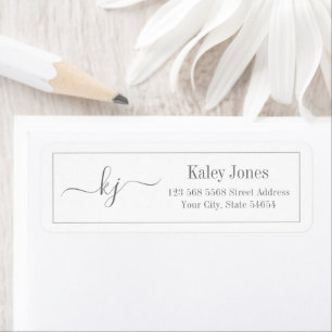 Classic Simple Monogram Light Gray Address Label