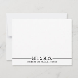 Classic Simple Mr and Mrs Formal Couple Stationery Card