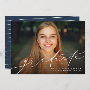 Classic simple navy graduation announcement