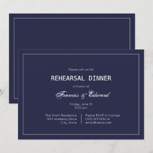 Classic Simple Navy Rehearsal Dinner Invitations