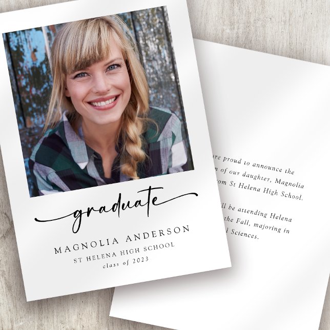 Classic Simple One Photo Graduation Announcement (Creator Uploaded)