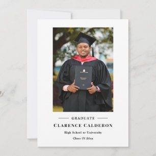 Classic simple one photo graduation announcement