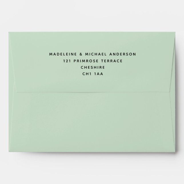 Classic Simple Pastel Green Return Address   Envelope (Back (Top Flap))