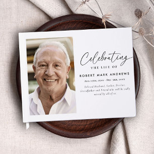 Classic Simple Photo Celebration of Life Memorial Guest Book