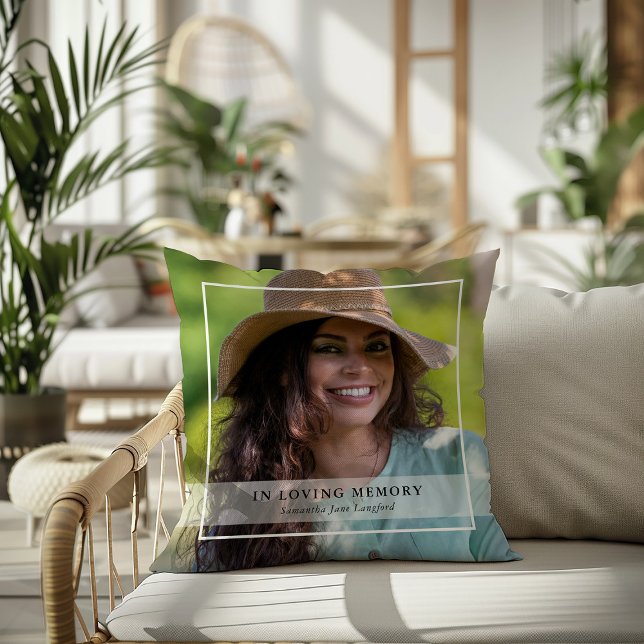 Classic Simple Photo Memorial Tribute Cushion (Creator Uploaded)