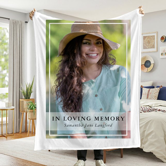 Classic Simple Photo Memorial Tribute Fleece Blanket (Creator Uploaded)