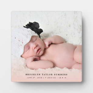 Classic Simple Pink Gradient New Baby Girl Photo Plaque
