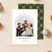 Classic Simple Plaid Family Photo Arch Christmas