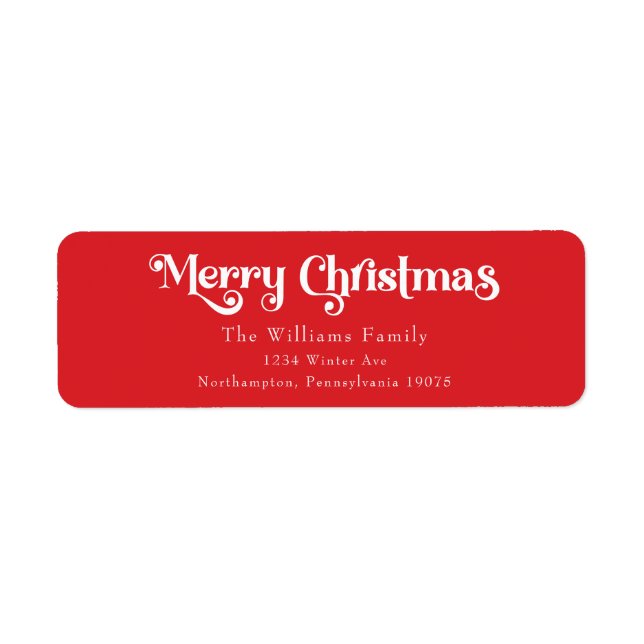 Classic Simple Red Merry Christmas Return Address (Front)