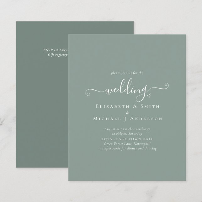Classic Simple SAGE GREEN Wedding Budget (Front/Back)