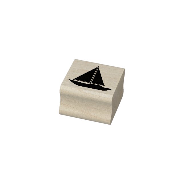 Classic Simple Sail Boat Silhouette Outline Rubber Stamp (Stamp)