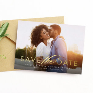 Classic simple save the date one photo