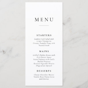 Classic Simple Wedding Menu Card