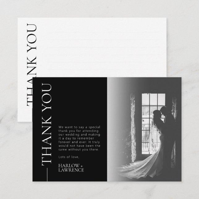 Classic Simple Wedding Photo Thank You Card (Front/Back)