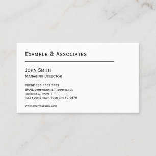 Classic simple White Business Card with your logo 