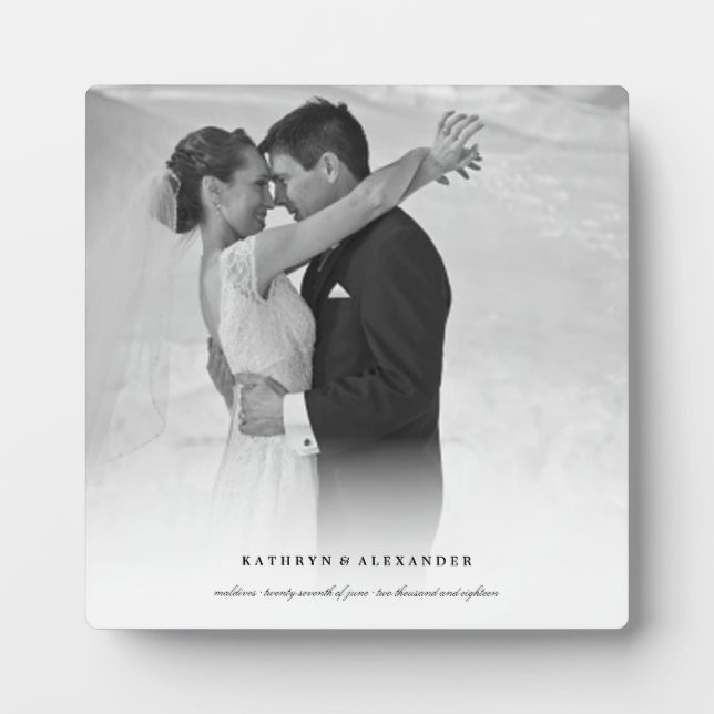 Classic Simple White Gradient Wedding Photo Easel Plaque (Front)
