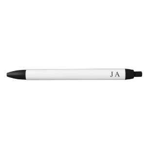 Classic Simple White Monogram Stationery Black Ink Pen