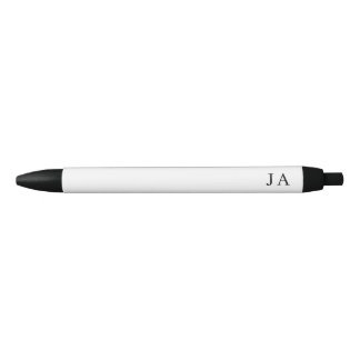 Classic Simple White Monogram Stationery Black Ink Pen