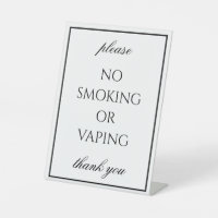 Classic Simple White No Smoking Tabletop Sign