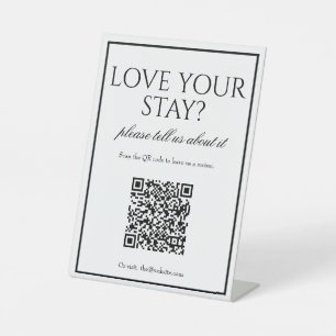 Classic Simple White QR Code Review Table Sign