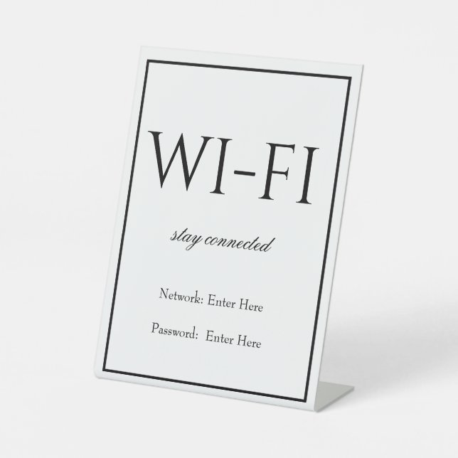 Classic Simple White Wi-Fi Guest Pedestal Sign (Front)