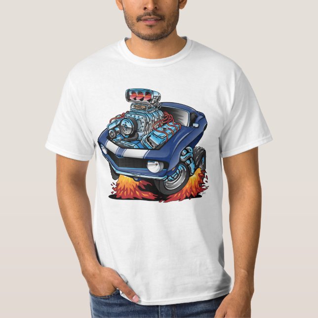 Classic Sixties American Muscle Car Cartoon T-Shirt (Front)