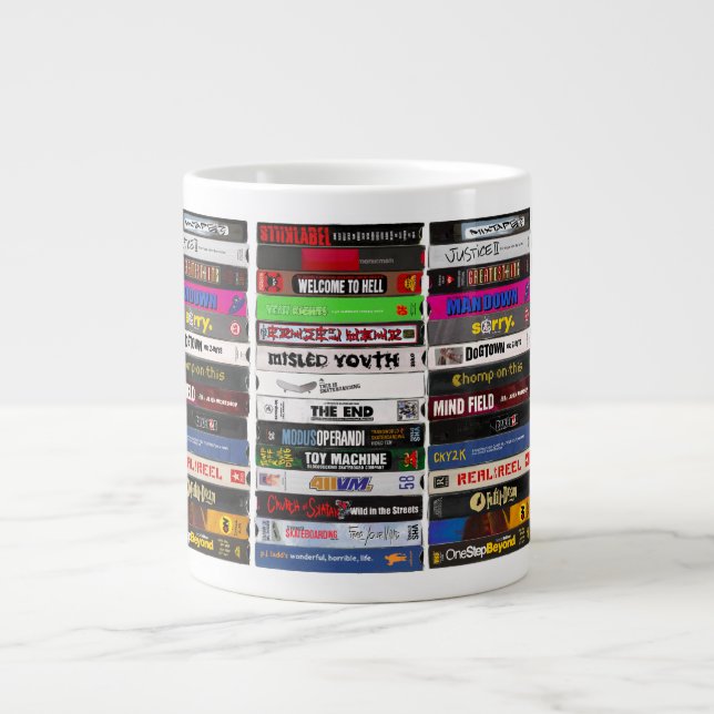 Classic Skateboarding VHS Video Art -Speciality Mu Large Coffee Mug (Front)