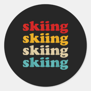 Classic skiing typography ski dad design retro round sticker