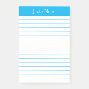 Classic Sky Blue Lined Personalised Post-it Notes