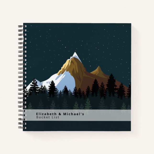 Classic Snow Capped Mountains BUCKET LIST Custom Notebook (Front)