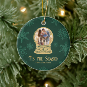 Classic Snow Globe Photo Personalised Christmas Ceramic Tree Decoration