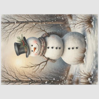 Classic Snowman in Winter | Vintage Christmas Tissue Paper