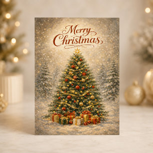 Classic Snowy Christmas Tree Holiday Card