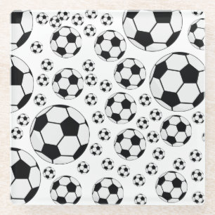 Classic Soccer Ball Graphic Traditional Sports Fan Glass Coaster