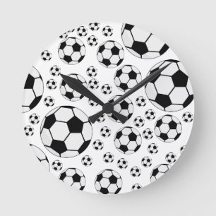 Classic Soccer Ball Graphic Traditional Sports Fan Round Clock