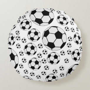 Classic Soccer Ball Graphic Traditional Sports Fan Round Cushion