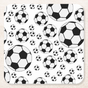 Classic Soccer Ball Graphic Traditional Sports Fan Square Paper Coaster