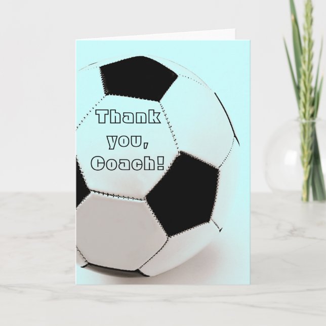 Classic soccer ball - thank you, Coach Thank You Card (Front)