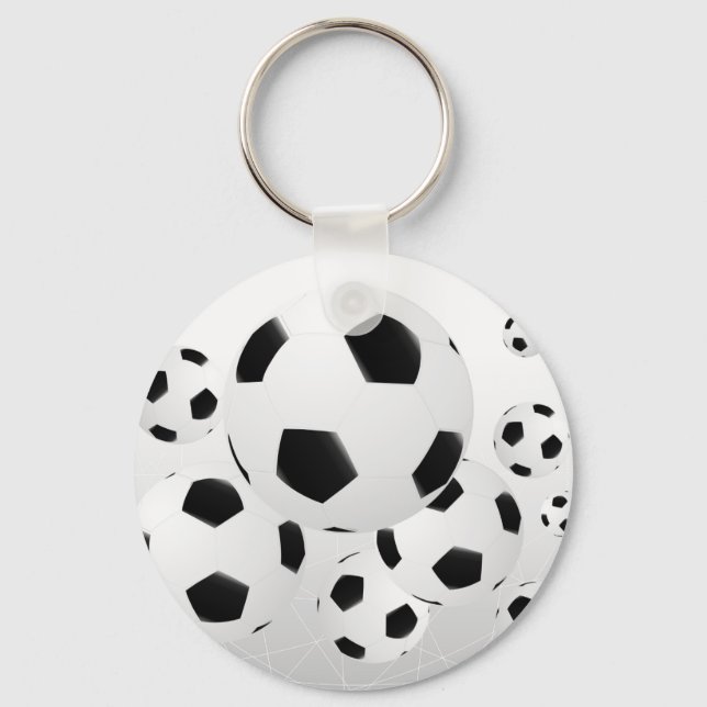 Classic Soccer Football Balls Flying Sports Key Ring (Front)