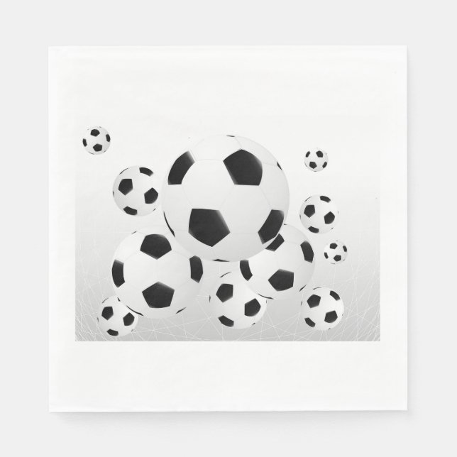 Classic Soccer Football Balls Flying Sports Napkin (Front)