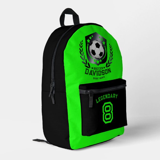 Classic Soccer Shield | Custom Text and Background Printed Backpack (Back Corner Left)