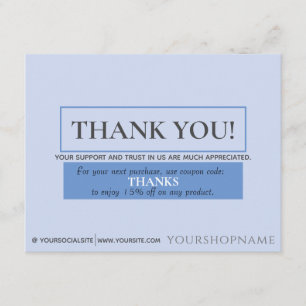 Classic Soft Blue Thank You for Your Order Card